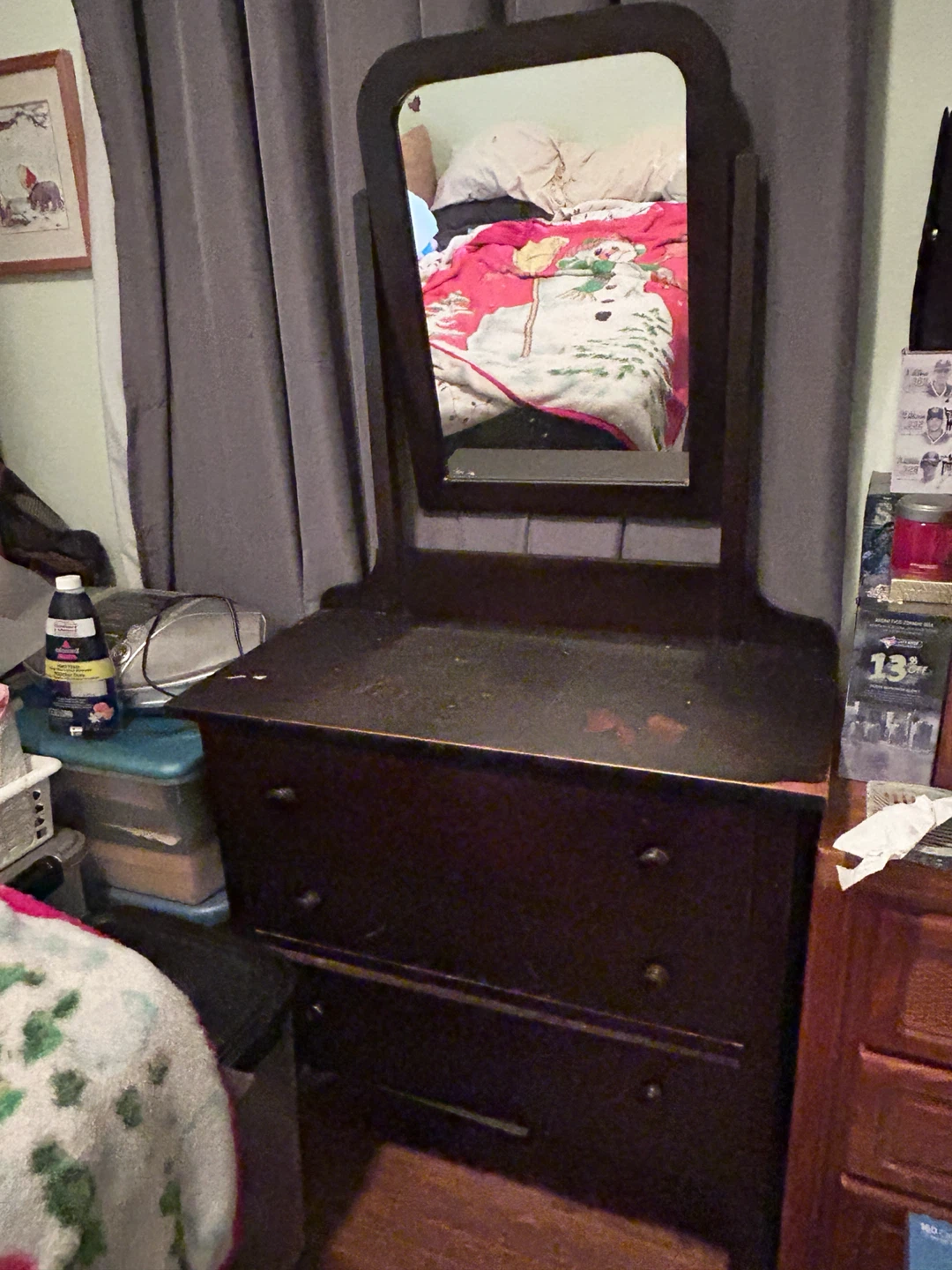 Antique Wooden Dresser with Mirror