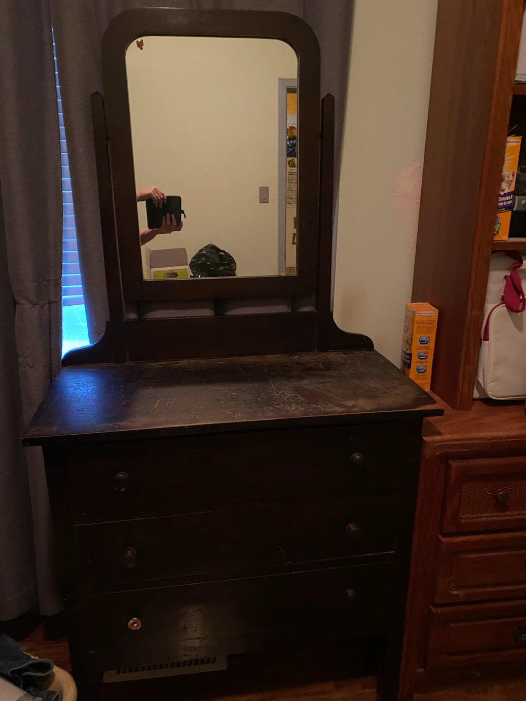 Antique Wooden Dresser with Mirror - photo 2
