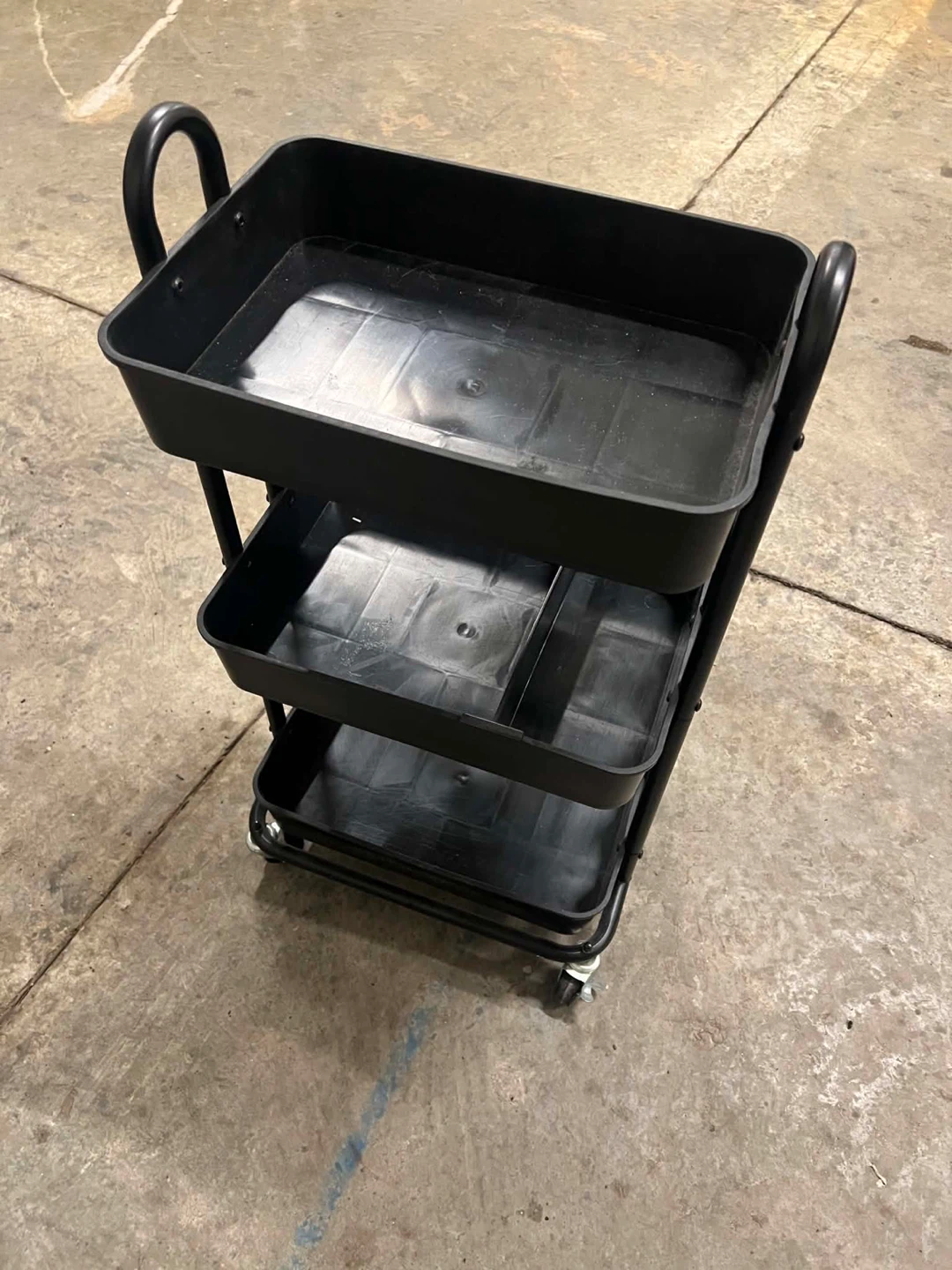 3-Tier Rolling Storage Cart - Black