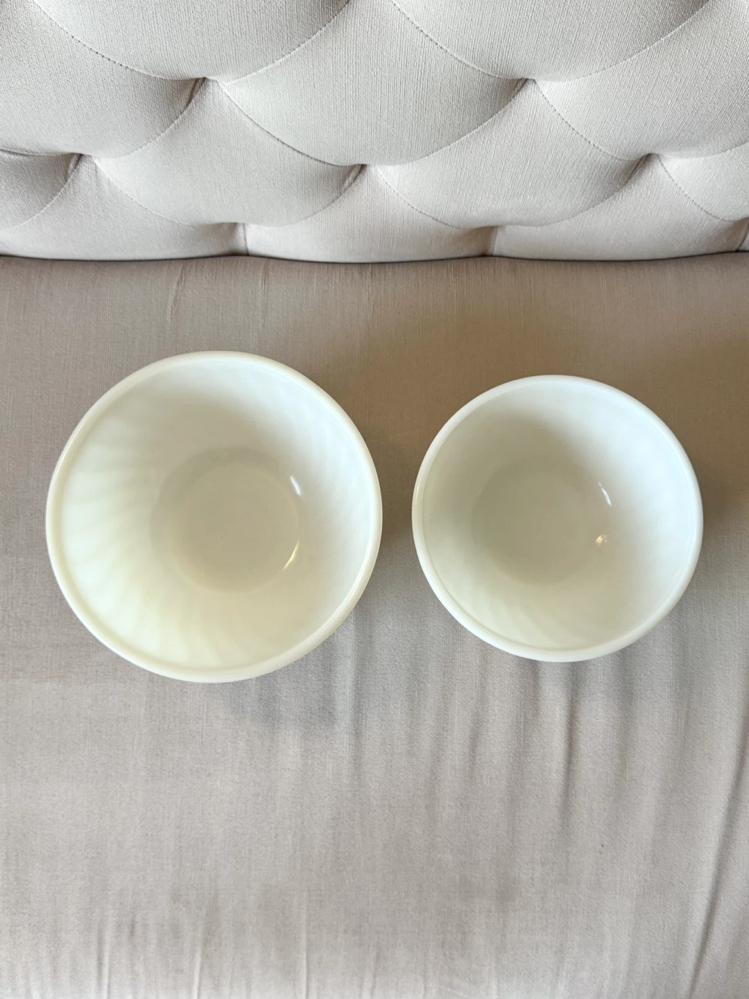 Fire King Oven Ware Off White Milk Glass Mixing Bowls 7” 8” - photo 2