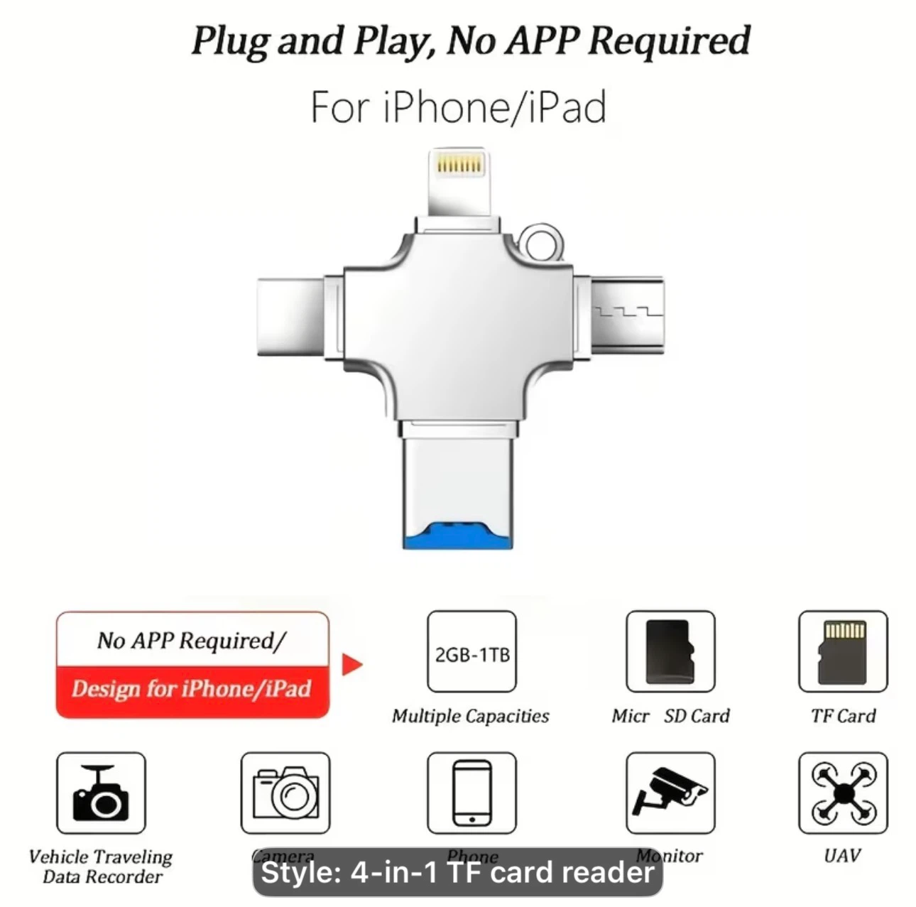 4IN1 Memory Card Reader for Micro SD/TF Card - USB 3.0, USB A - photo 5