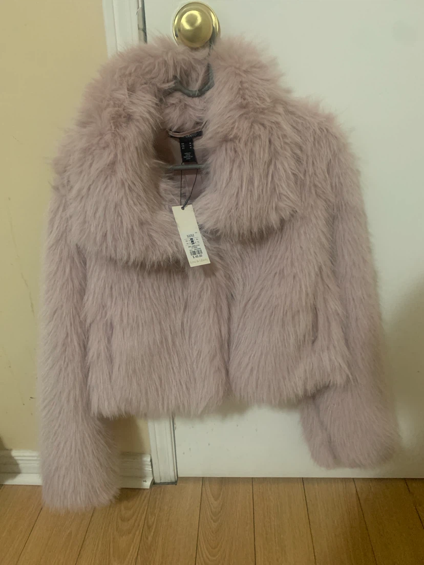 Pink Faux Fur Cropped Jacket
