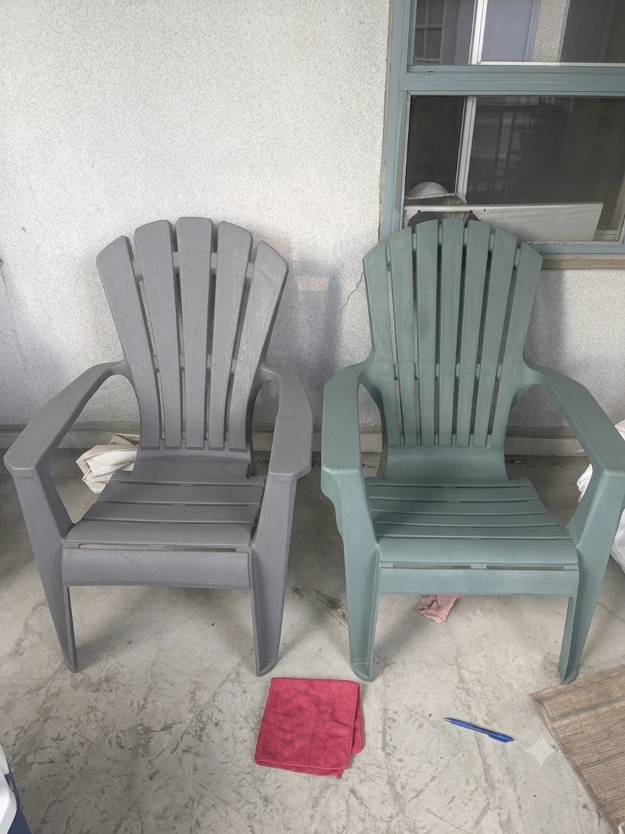 🌿 Set of 2 Outdoor Adirondack Chairs (Grey + Sage Green) - photo 2