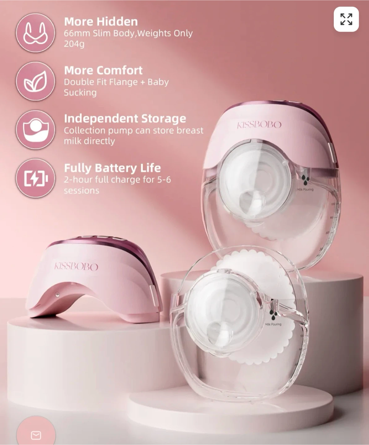 KISSBOBO Wearable  Breast Pump - K8 (2-Pack) *BRAND NEW* - photo 2