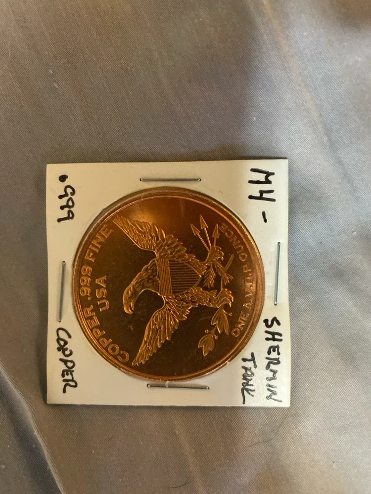 Copper "M4 Sherman Tank" 1 oz Fine Round - photo 2