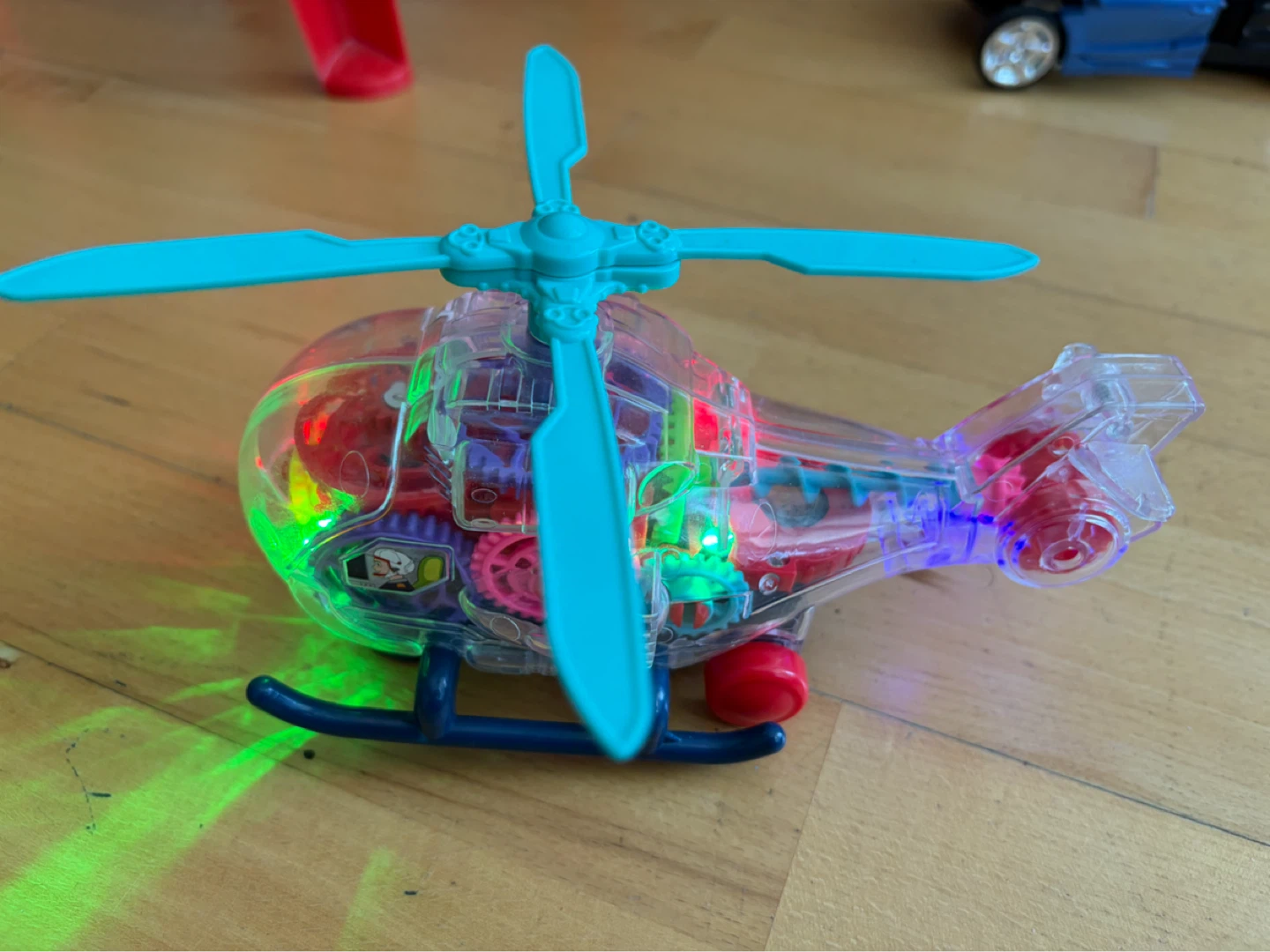 Transparent Electronic Helicopter Toy with Lights and Gears