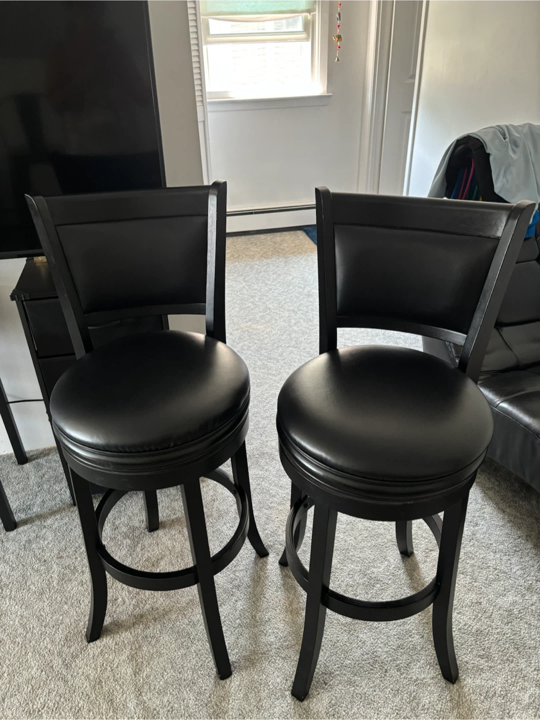 Set of 2 Black Swivel Bar Stools