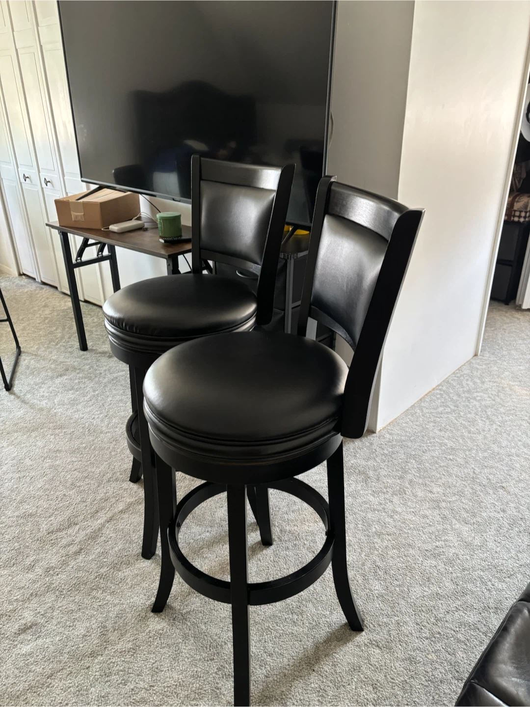 Set of 2 Black Swivel Bar Stools - photo 2