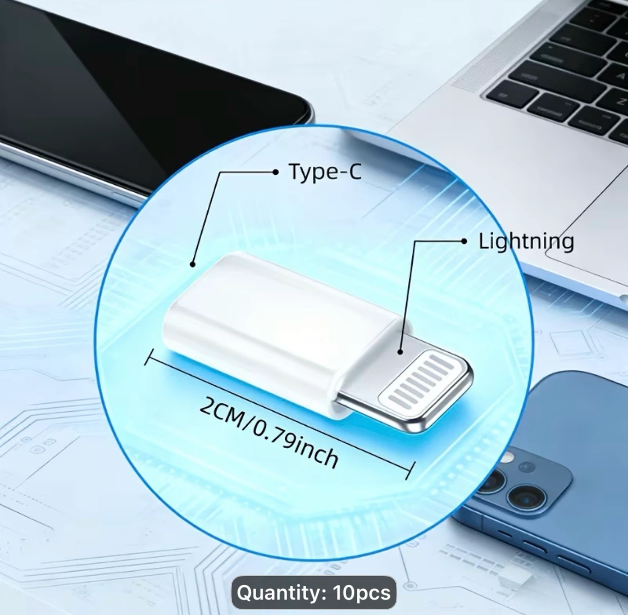 1pc Mini Portable Type-C to Lightning Adapter, - photo 5