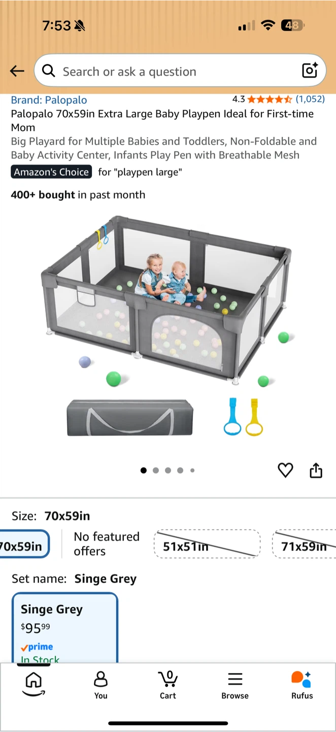 Palopalo 70x59in Extra Large Baby Playpen