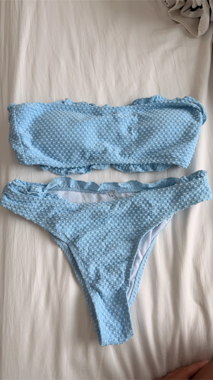 Light Blue Textured Bikini Set