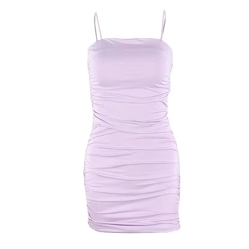 Lavender Ruched Mini Dress