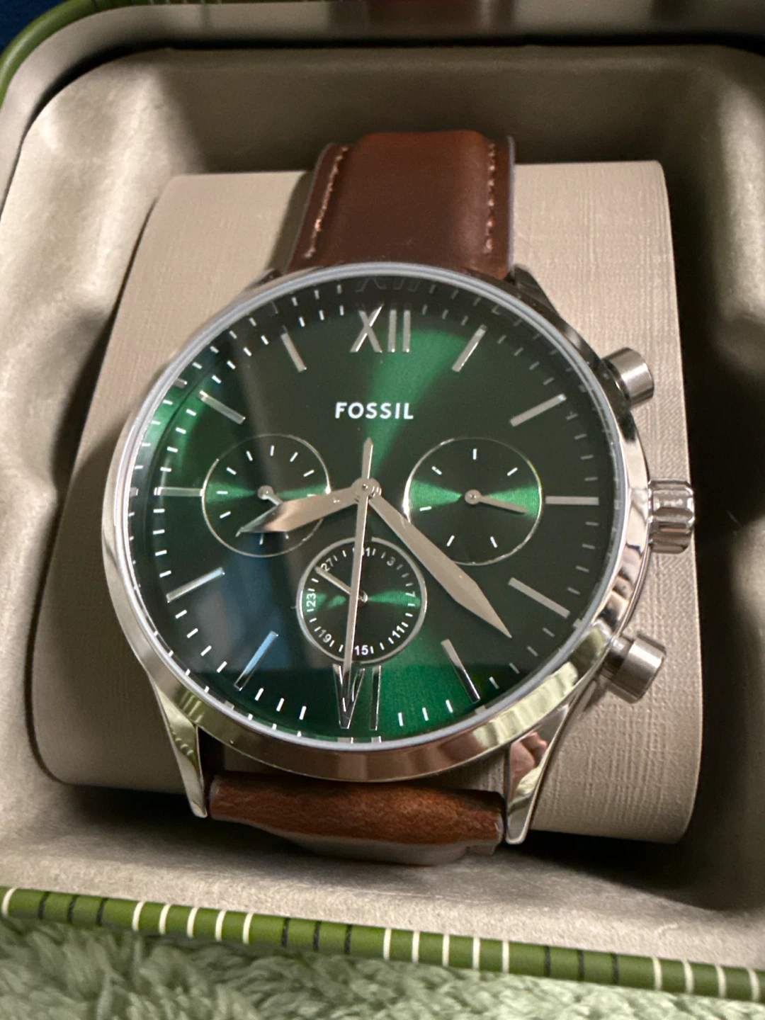 Fossil Chronograph Watch - Green Dial