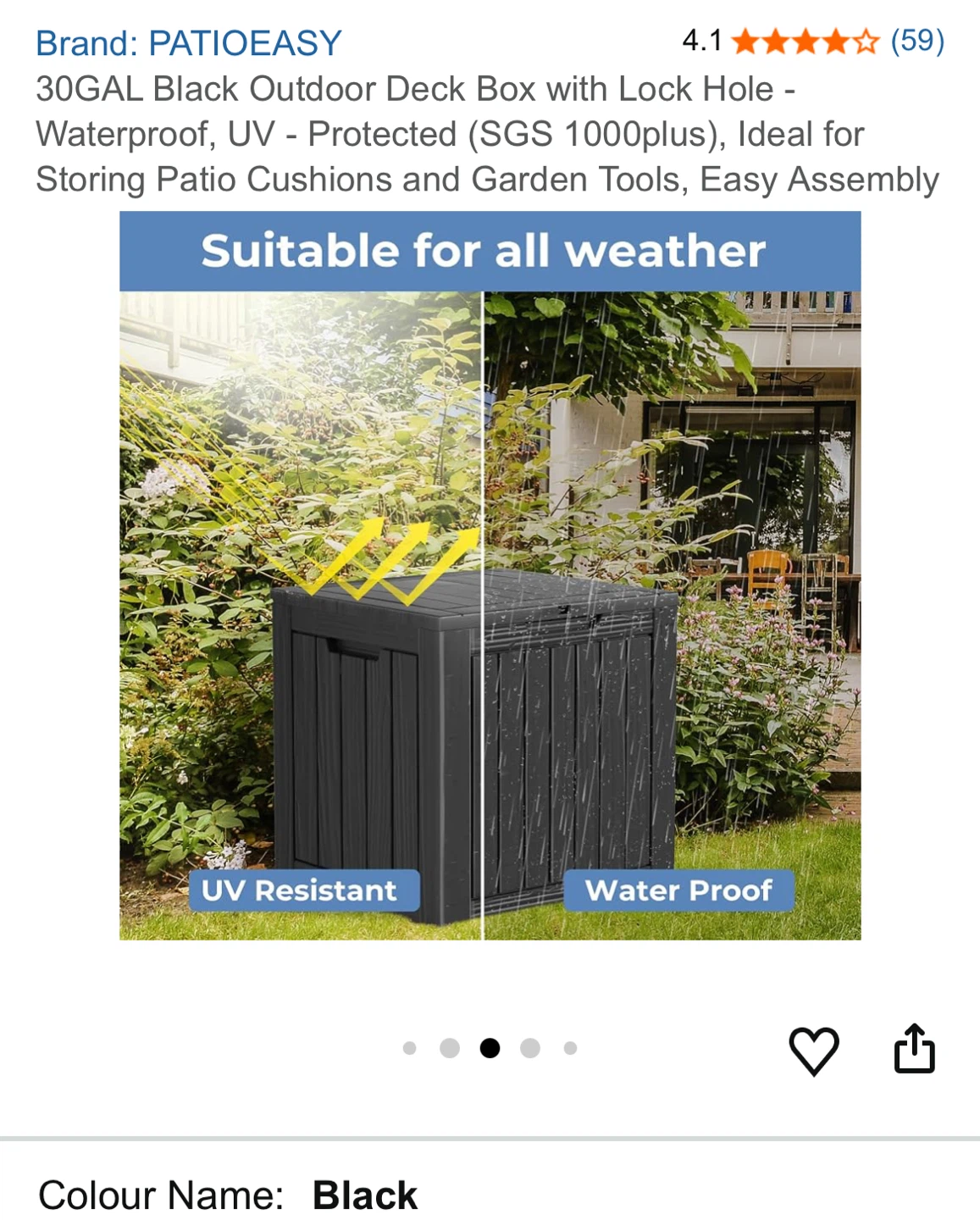 PatioEasy 30GAL Black Outdoor Deck Box - photo 3