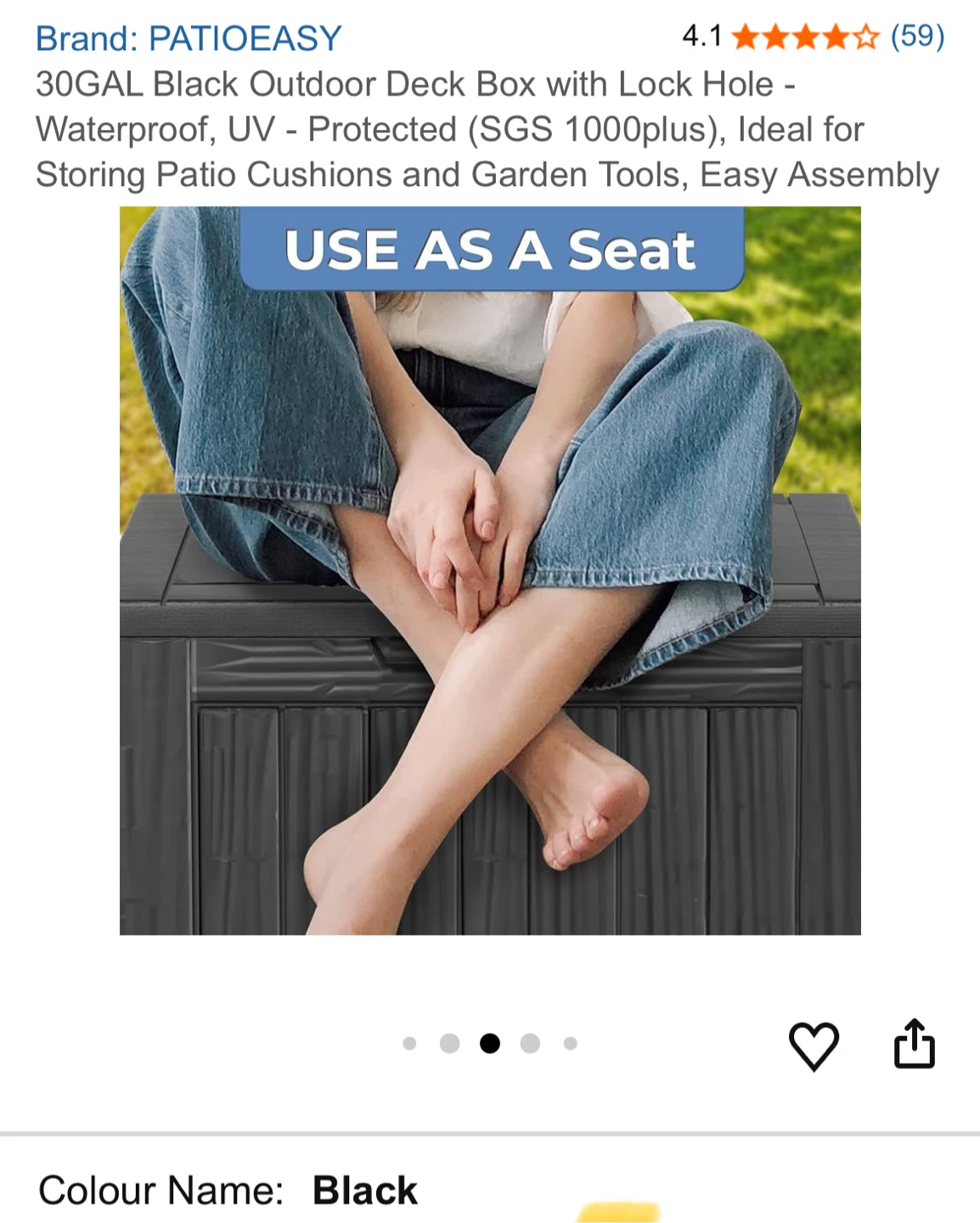 PatioEasy 30GAL Black Outdoor Deck Box - photo 4