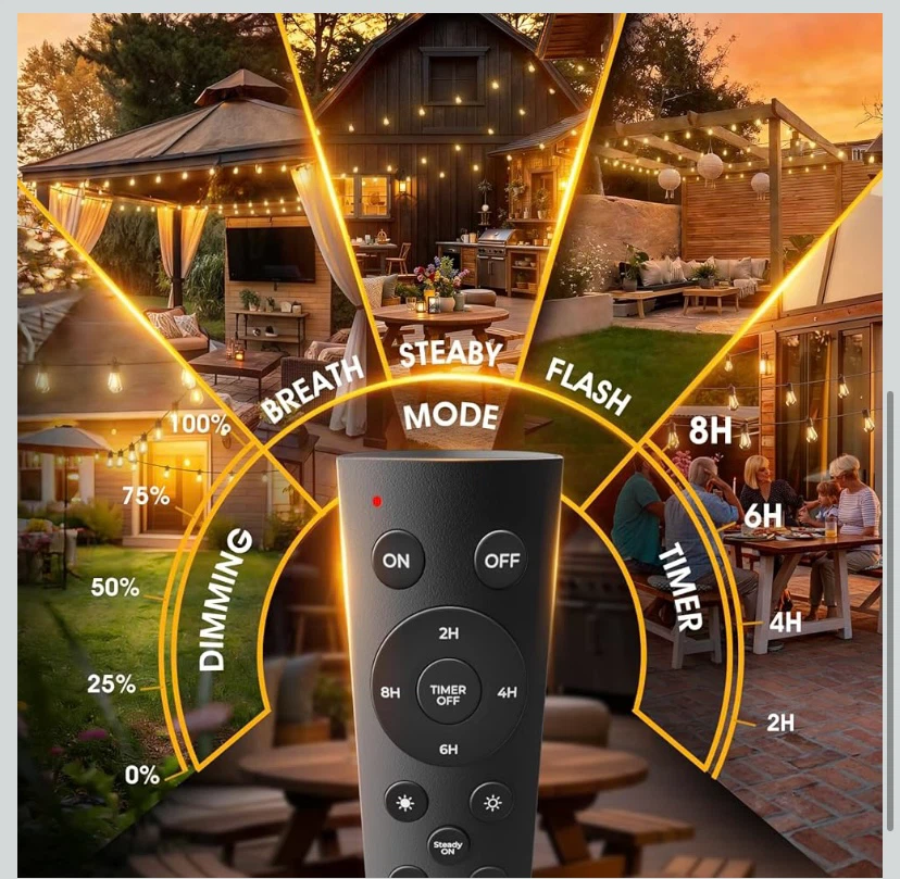 New 50FT LED Outdoor String Lights with Remote - photo 2