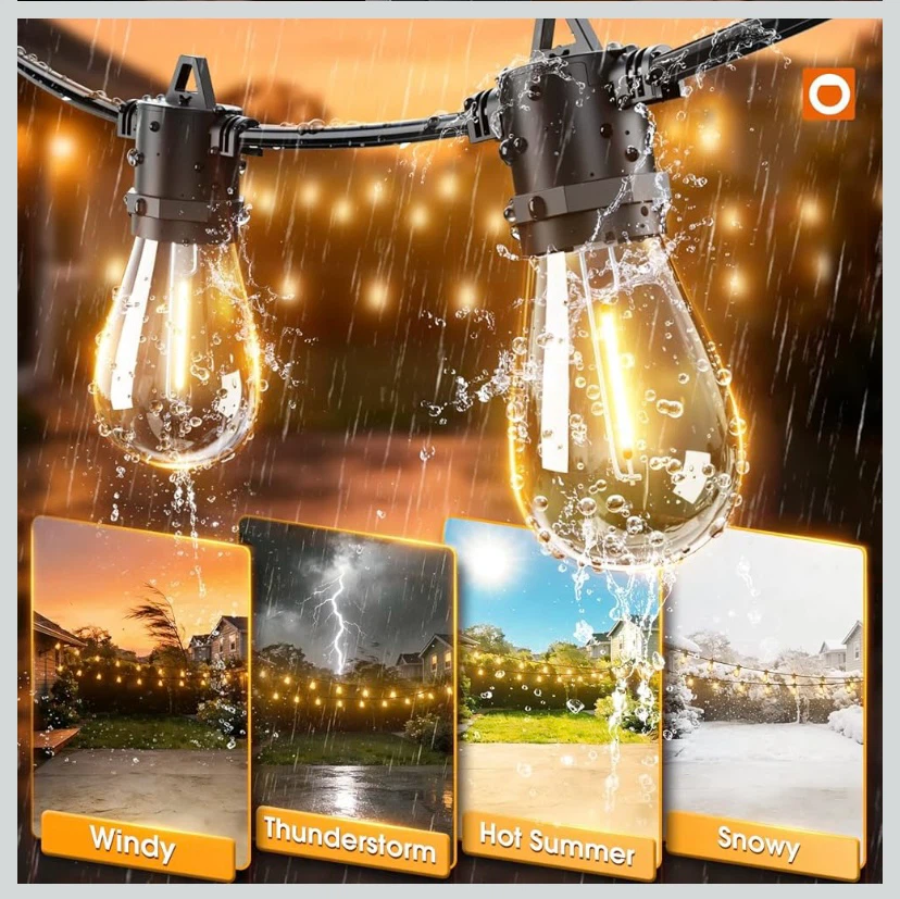 New 50FT LED Outdoor String Lights with Remote - photo 3
