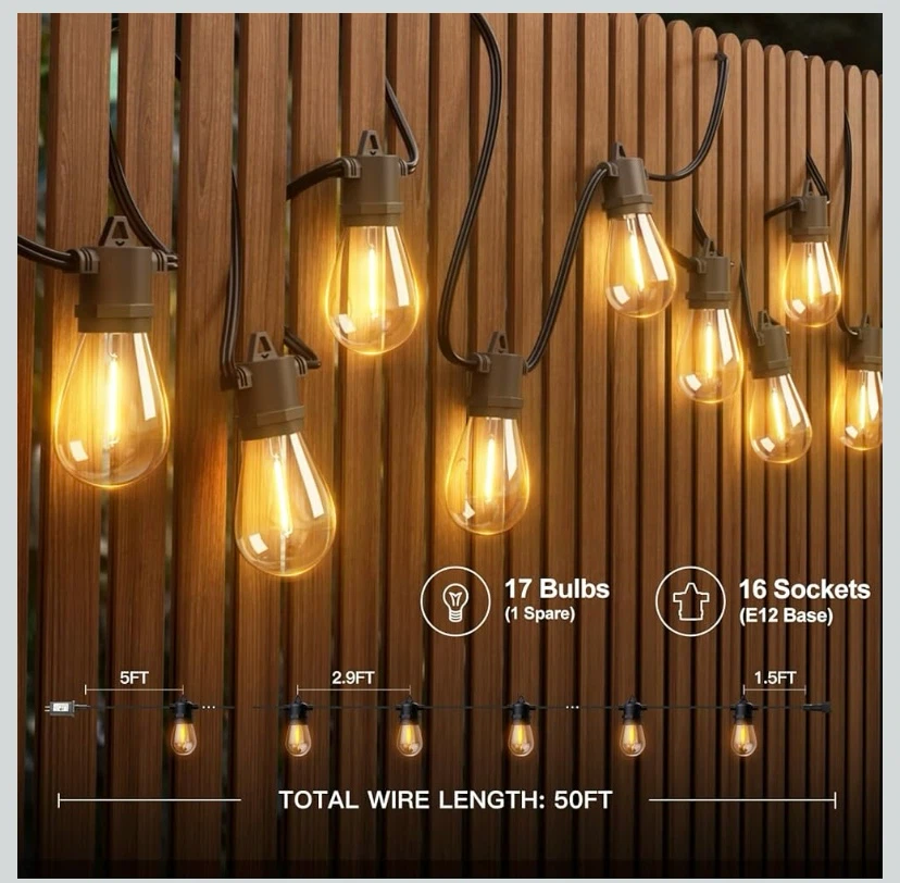 New 50FT LED Outdoor String Lights with Remote - photo 4