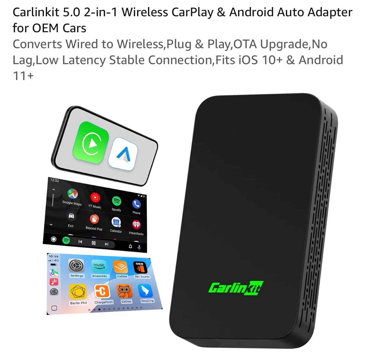 Carlinkit 5.0 2-in-1 Wireless CarPlay & Android Auto Adapter