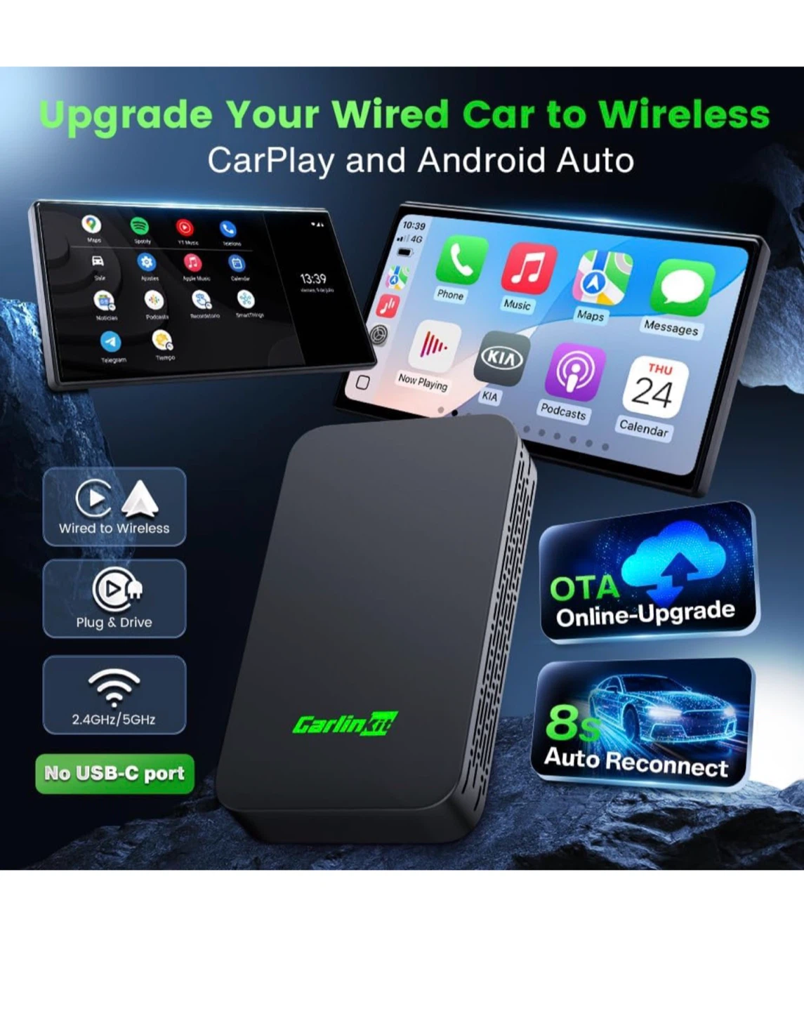 Carlinkit 5.0 2-in-1 Wireless CarPlay & Android Auto Adapter - photo 2
