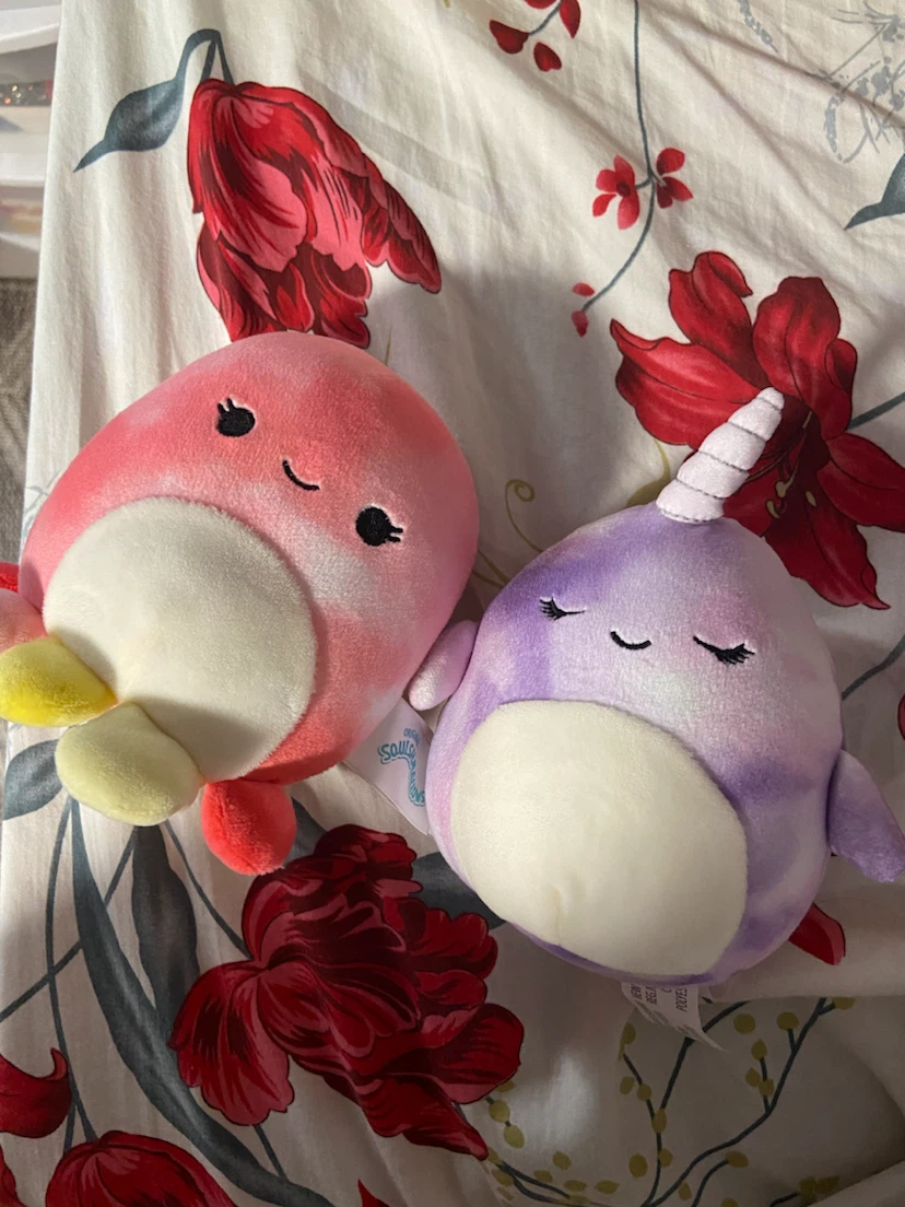 Squishmallows Plush Toy - Pink Octopus & Purple Narwhal
