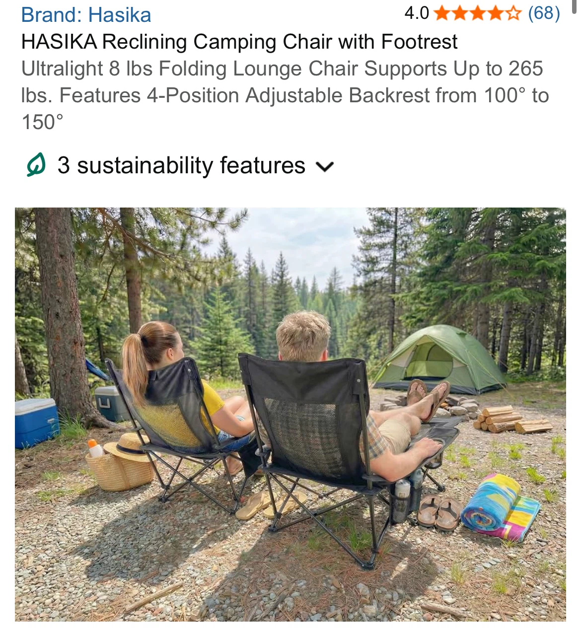 HASIKA Reclining Camping Chair with Footrest - photo 2