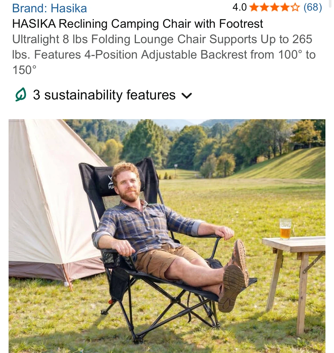 HASIKA Reclining Camping Chair with Footrest - photo 5