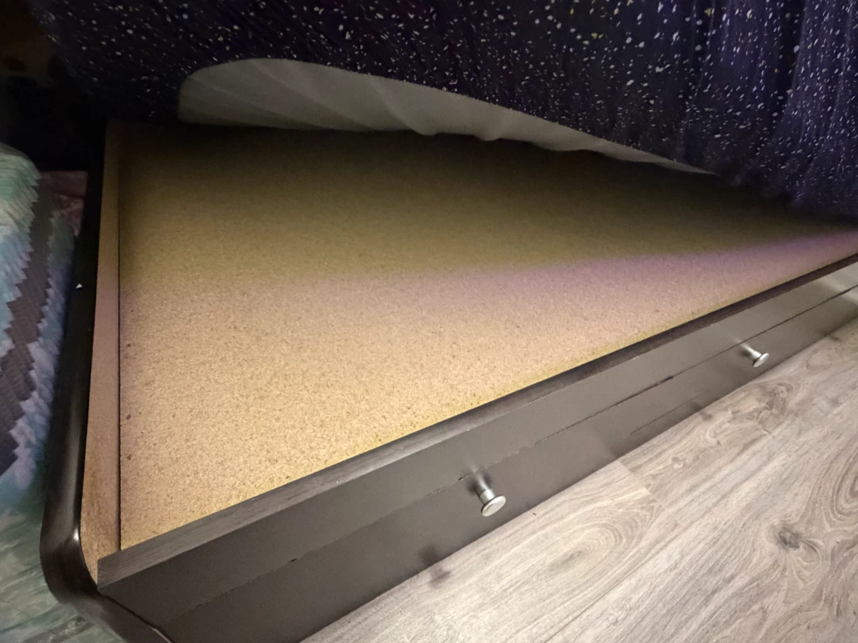 Dark Wood Headboard with Storage Bed Frame - photo 3