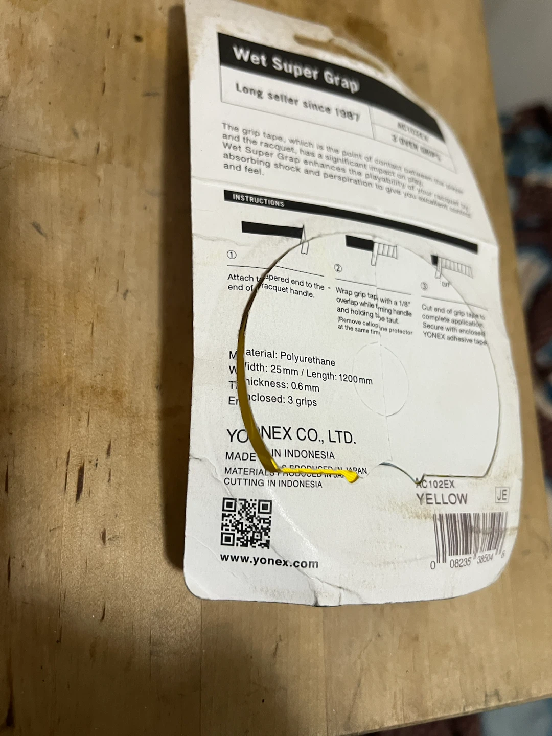 YONEX Wet Super Grap grip tape yellow NEW - photo 2