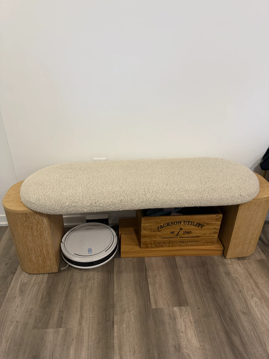 Wooden Bench with Upholstered Seat - photo 2
