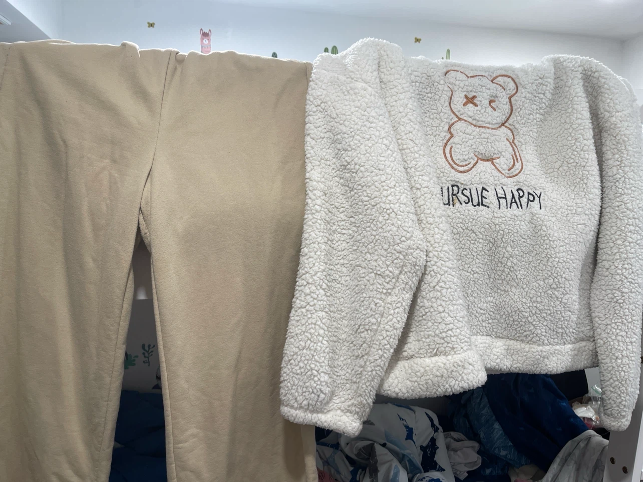 Fleece Sweater with Bear Graphic