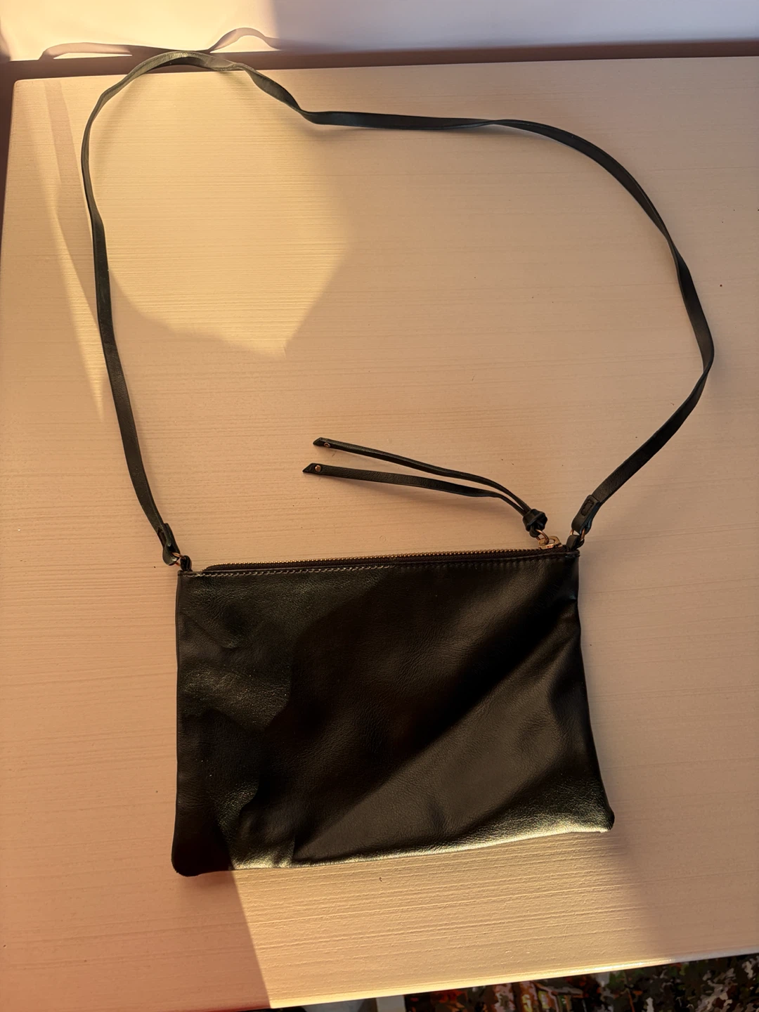 Black Faux Leather Crossbody Bag