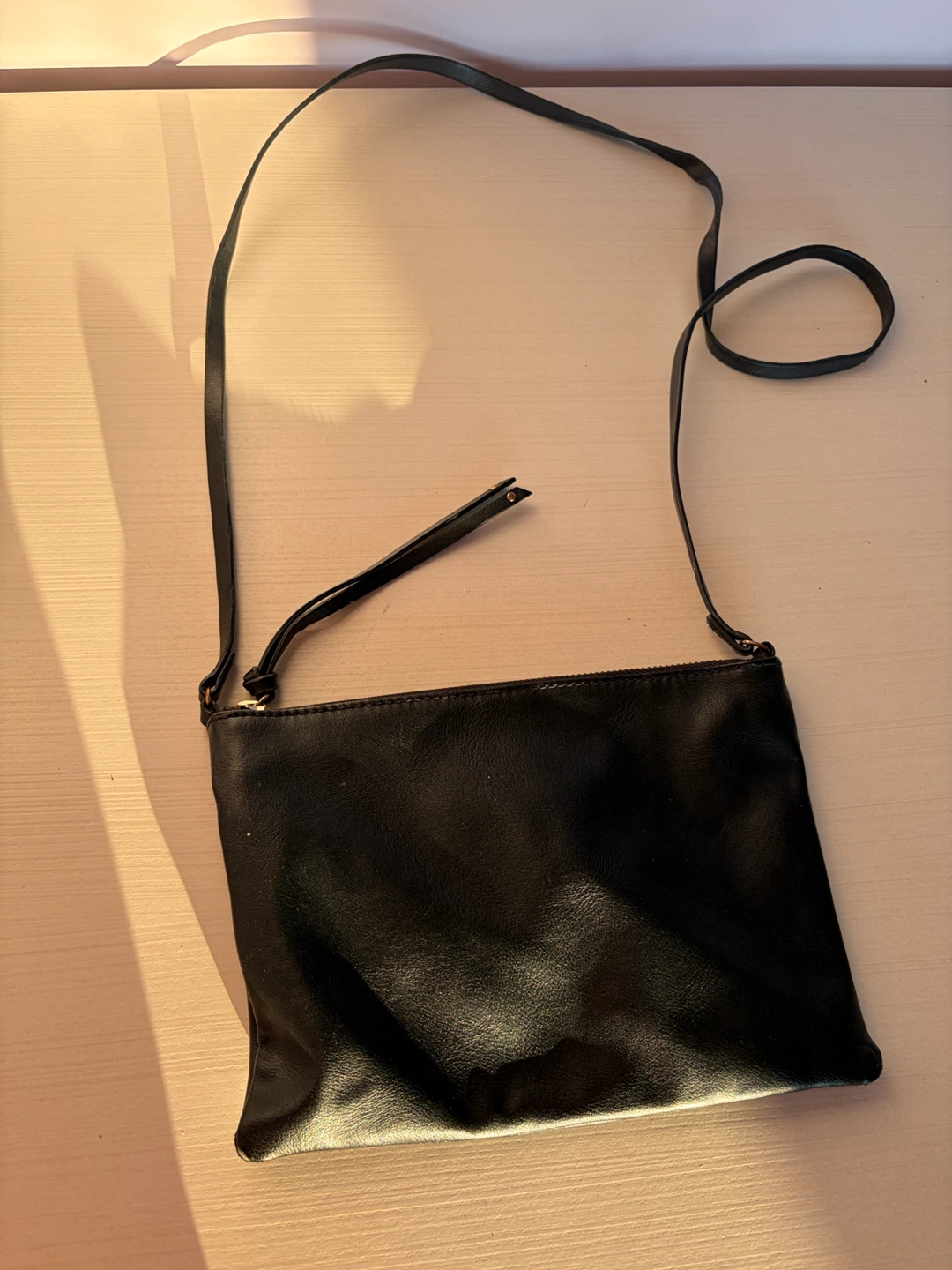 Black Faux Leather Crossbody Bag - photo 2