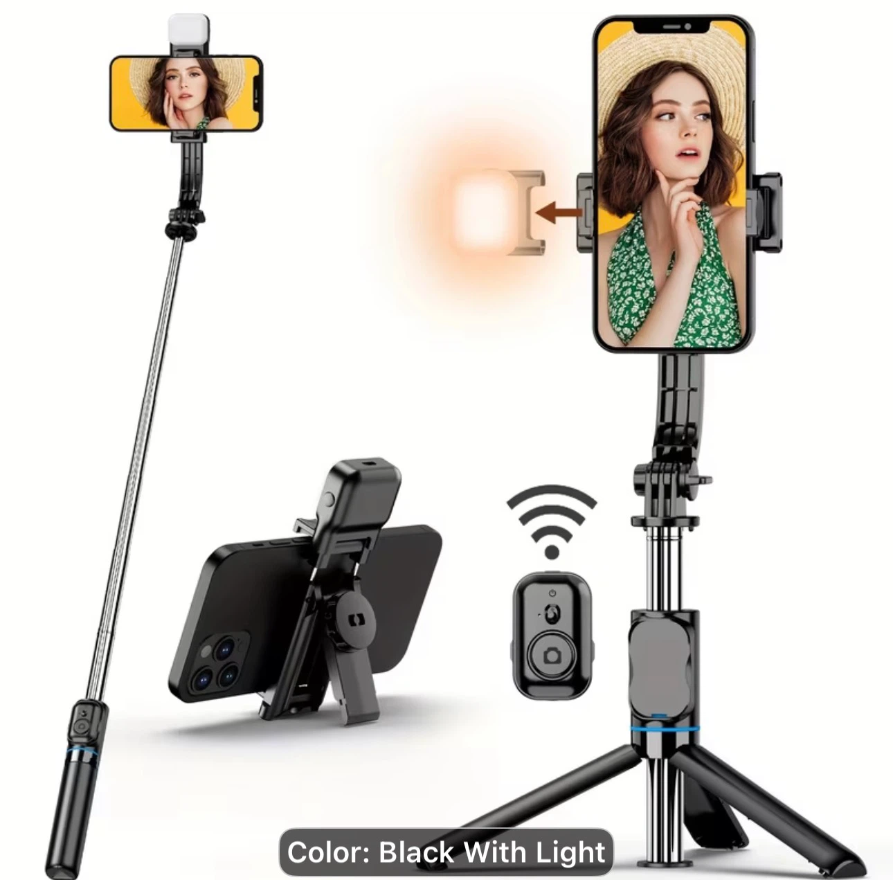 41'' Extendable Selfie Stick Tripod with Phone Holder