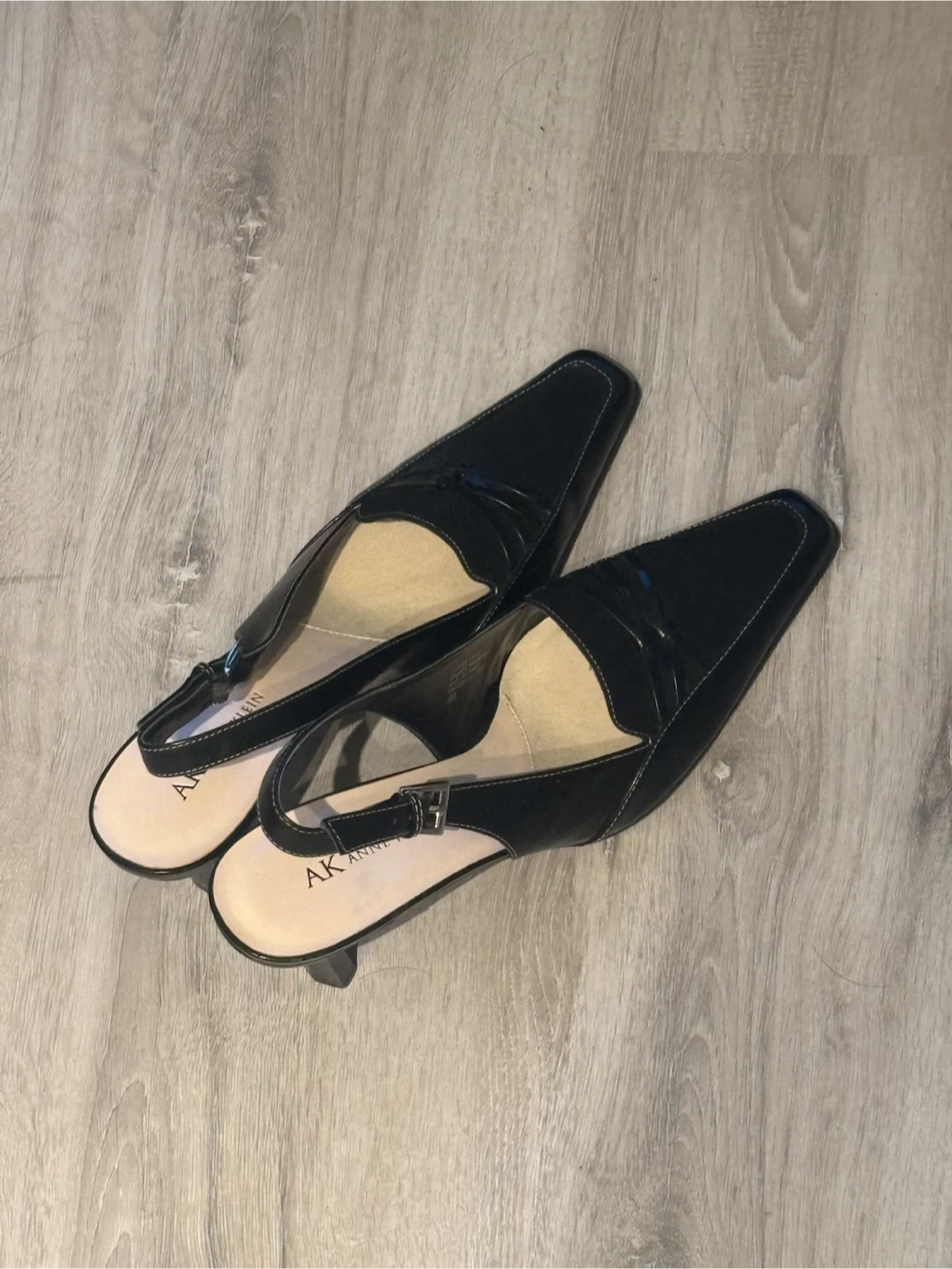AK Anne Klein Black Slingback Heels