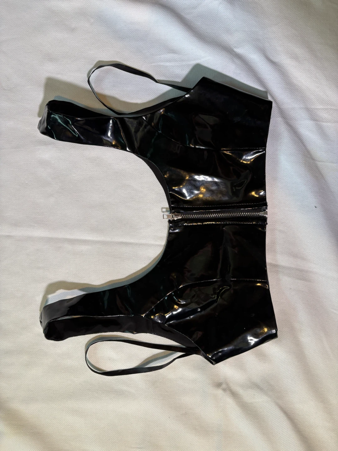 Black Faux Leather Corset Top - photo 4