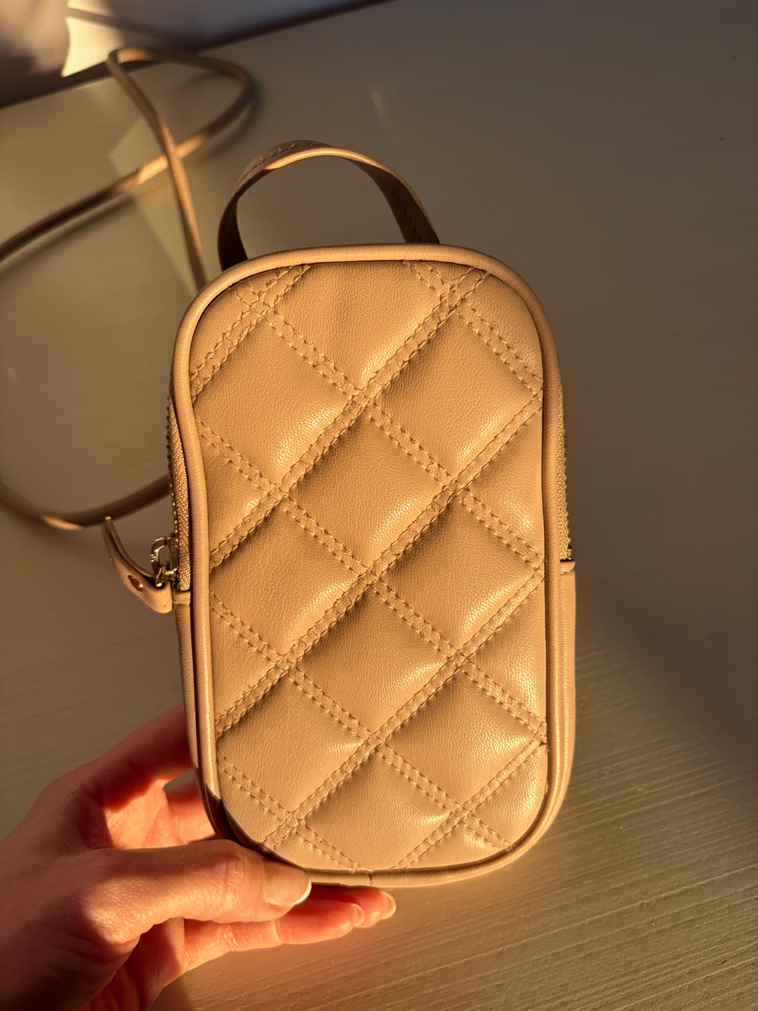 H&M Quilted Tan Faux Leather Mini Bag with Strap - photo 2