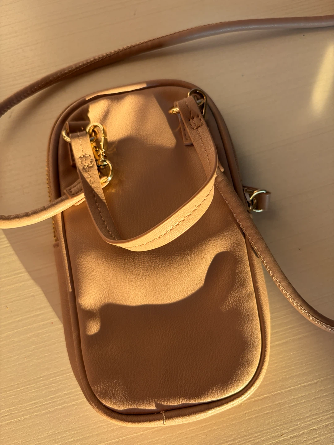 H&M Quilted Tan Faux Leather Mini Bag with Strap - photo 3