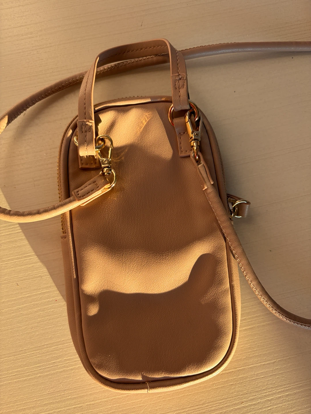 H&M Quilted Tan Faux Leather Mini Bag with Strap - photo 4