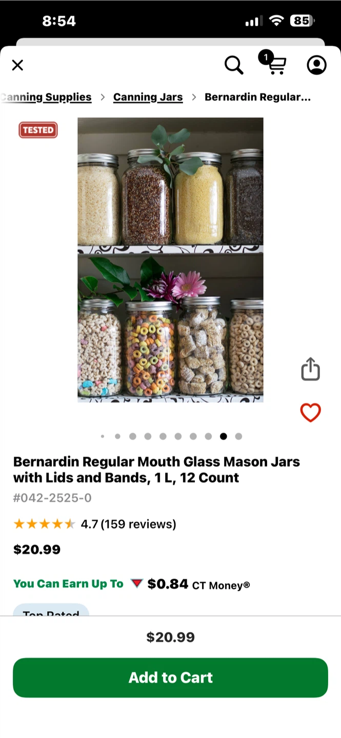 Bernardin Regular Mouth Glass Mason Jars, 1L, 12 Count - photo 3