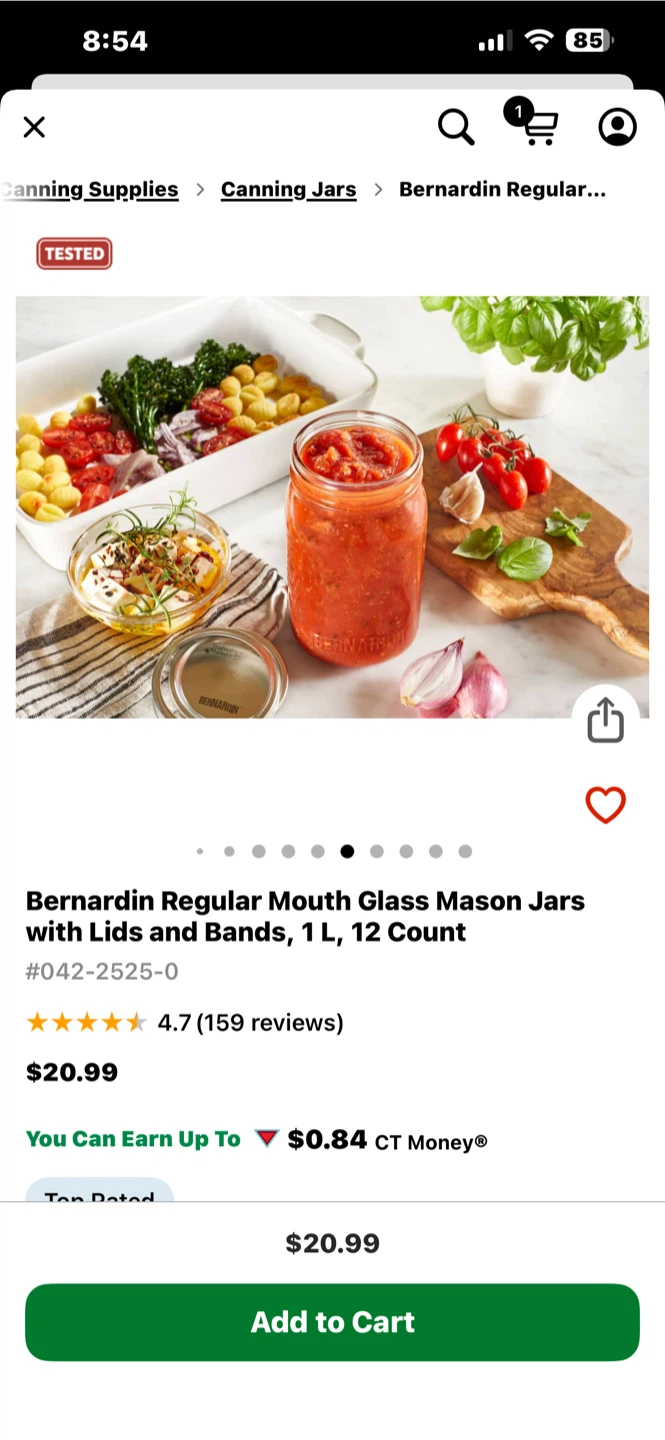 Bernardin Regular Mouth Glass Mason Jars, 1L, 12 Count - photo 4