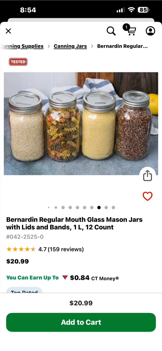 Bernardin Regular Mouth Glass Mason Jars, 1L, 12 Count - photo 5