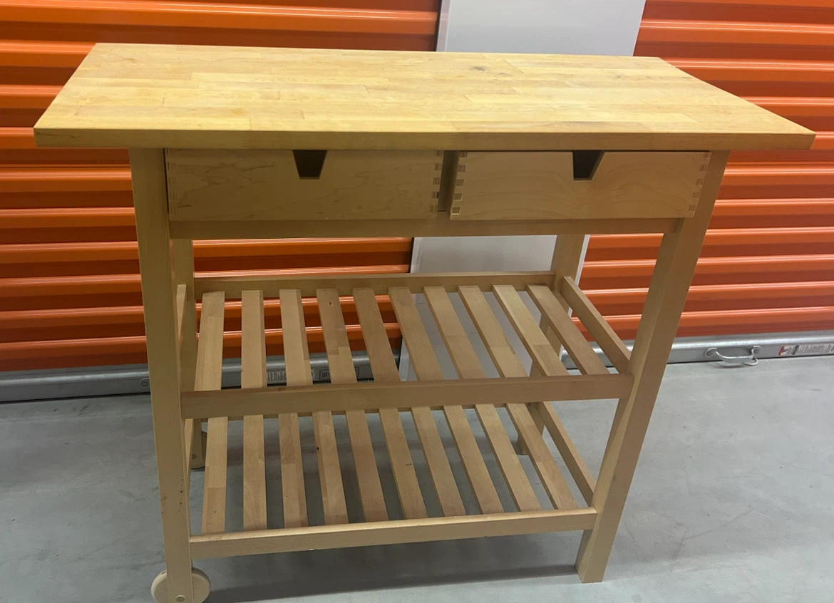Wooden Kitchen Cart with 2 Drawers and Shelves