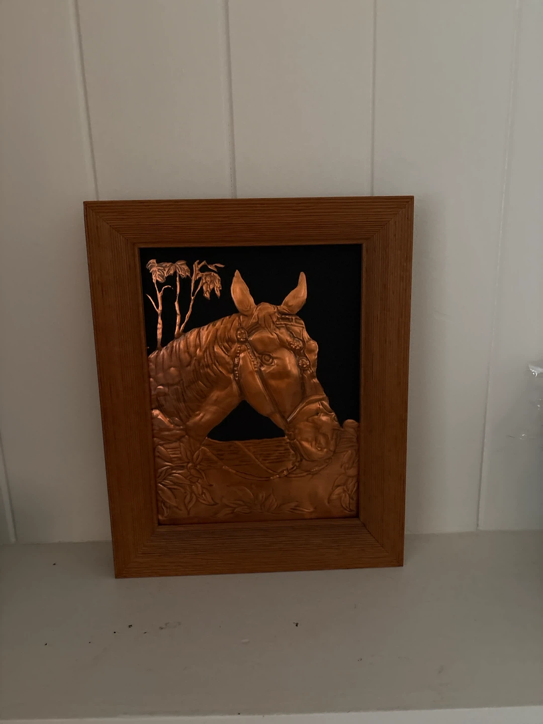 Framed Copper Horse Relief Art - photo 2