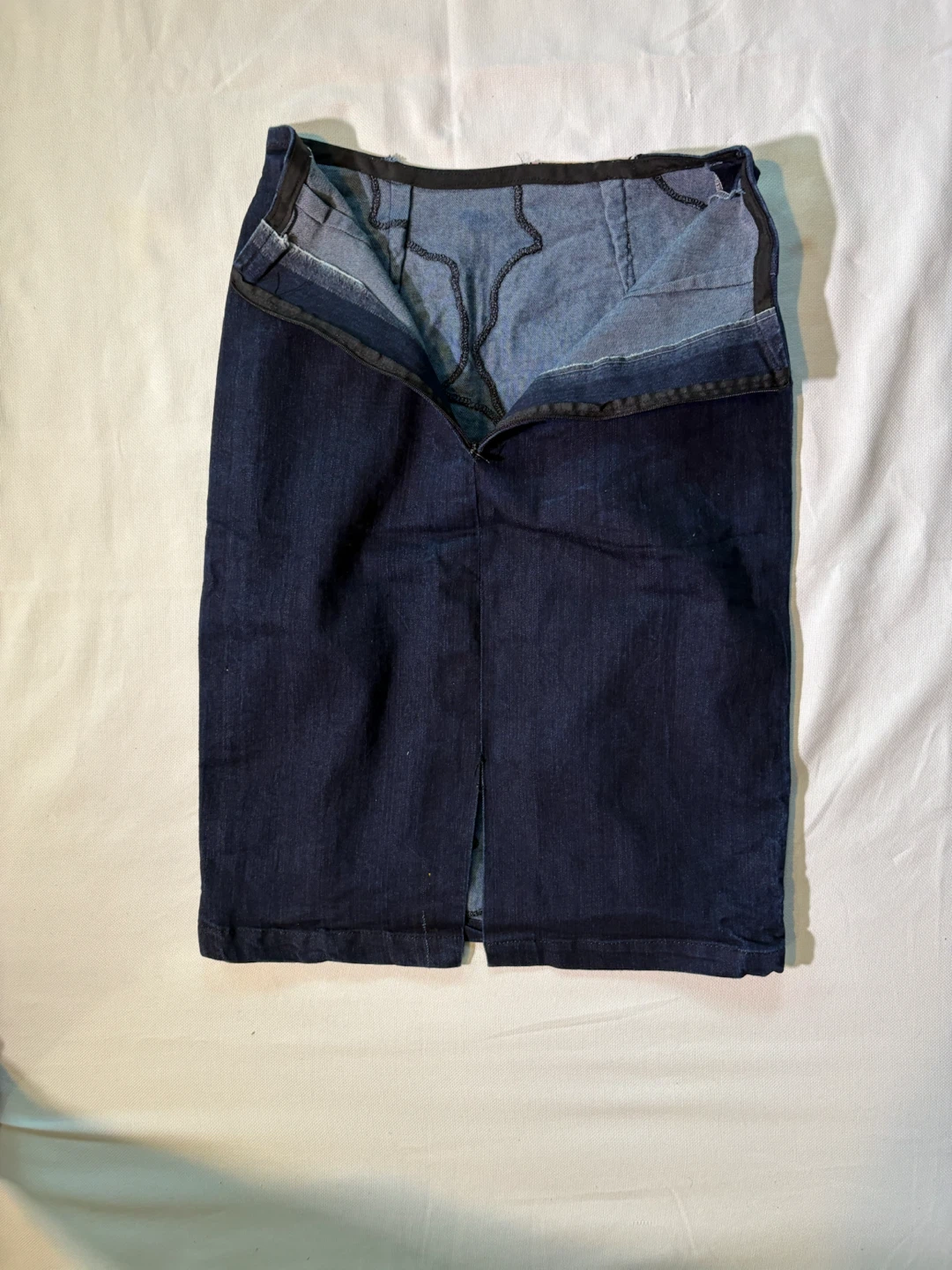 Denim Midi Skirt with Floral Embroidery - photo 2