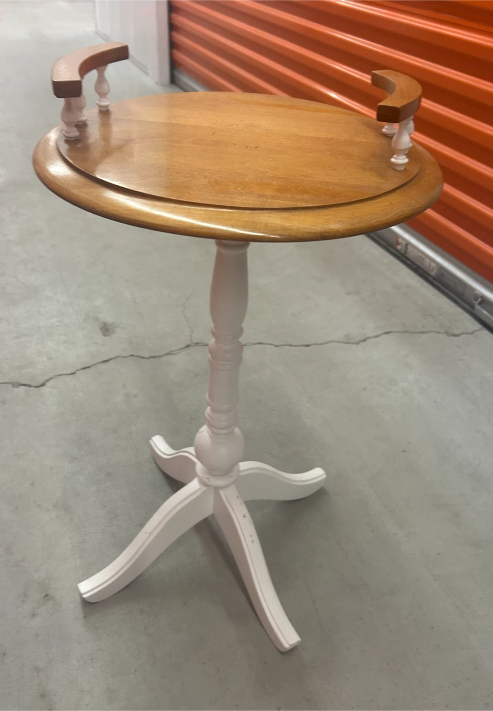 Small accent table with carved wood top