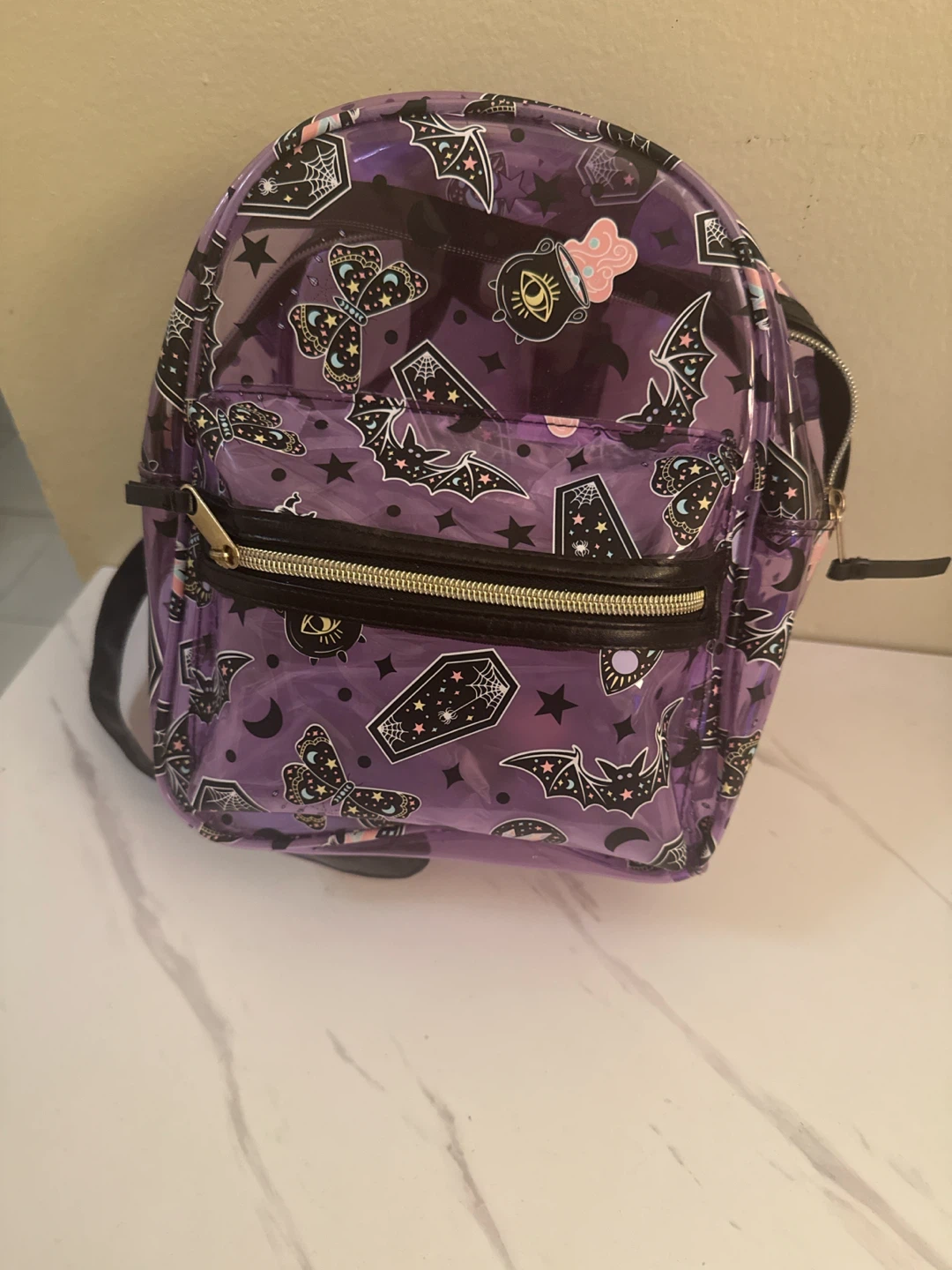 Claire’s Purple Halloween Bat Print Mini Backpack - photo 2