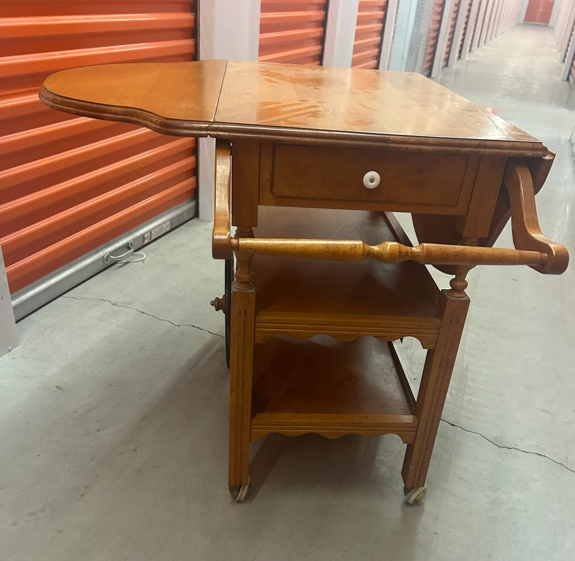Wooden Drop Leaf Serving Cart - photo 3
