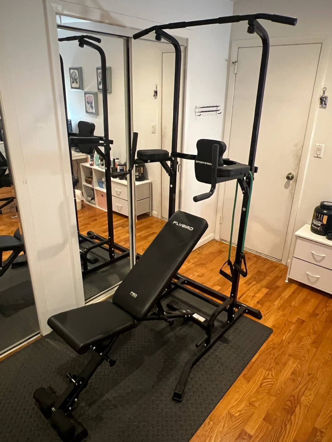 Home Gym Bundle: Power Tower + Bench + Mat & Band