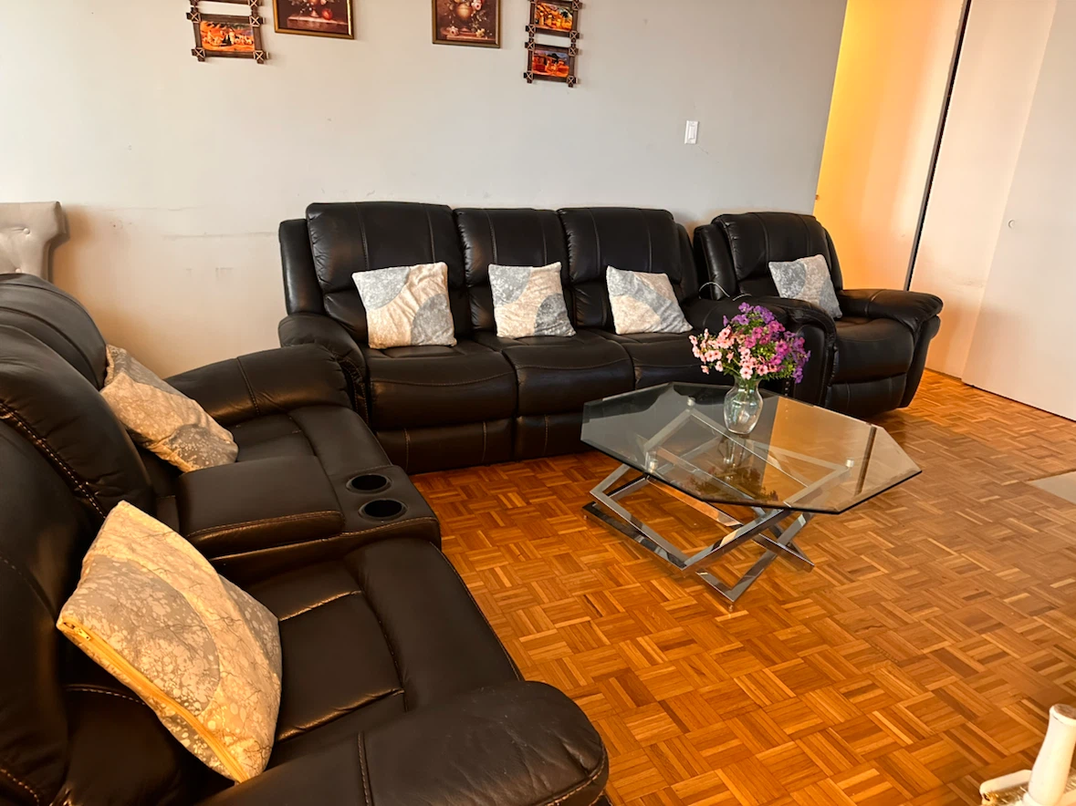 Black Leather Reclining Sofa Set